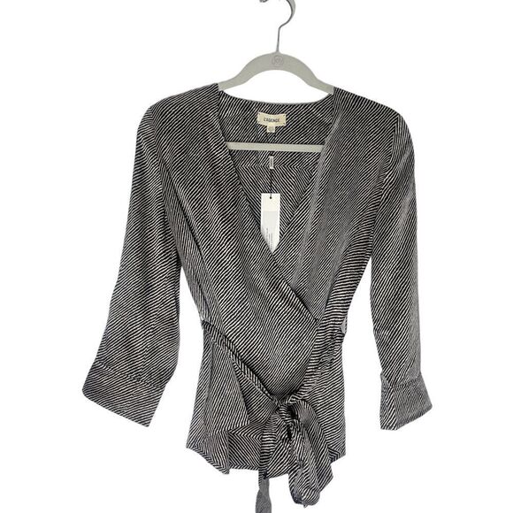 NWT L’AGENCE Silk Belted Stripe Blouse - Picture 1 of 6
